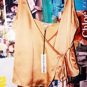 SILK YELLOW WRAP TOP